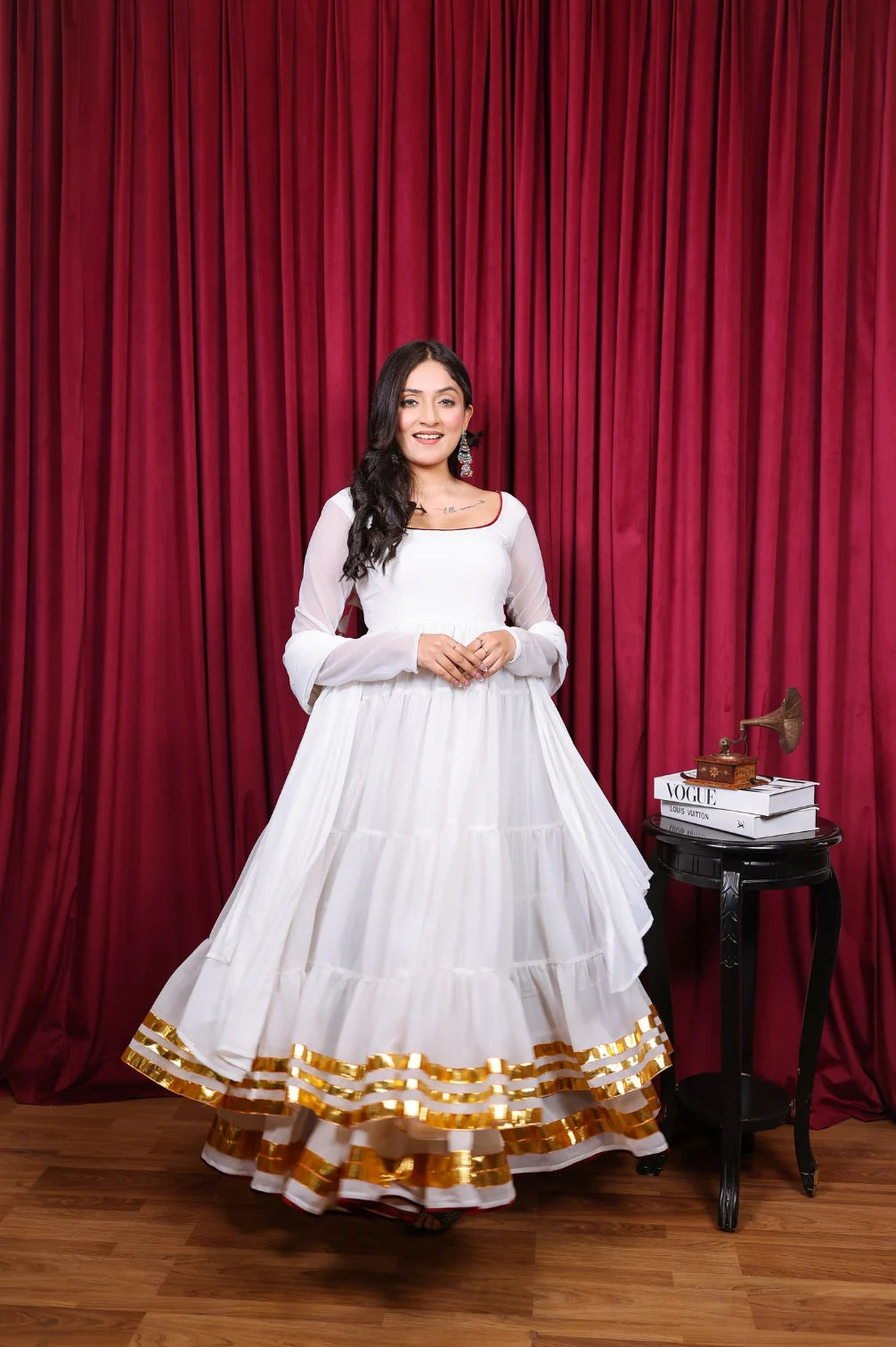 White Anarkali Dress With Dupatta  House Of Sandhya
