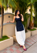 Breathable Cotton Denim kurti with corset back and Balloon pant (set)
