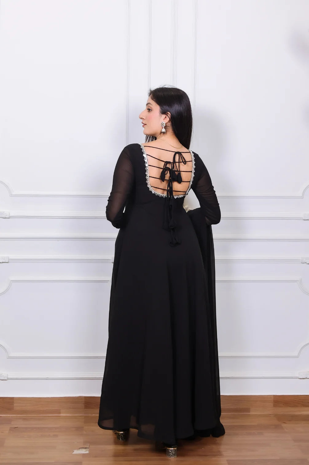 Black Anarkali With Pant And Dupatta