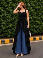 Trending Solid Lace-Up Corset Overlay Kurti with corset back and front
