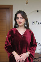 Maroon Velvet For Farsi Salwar Set
