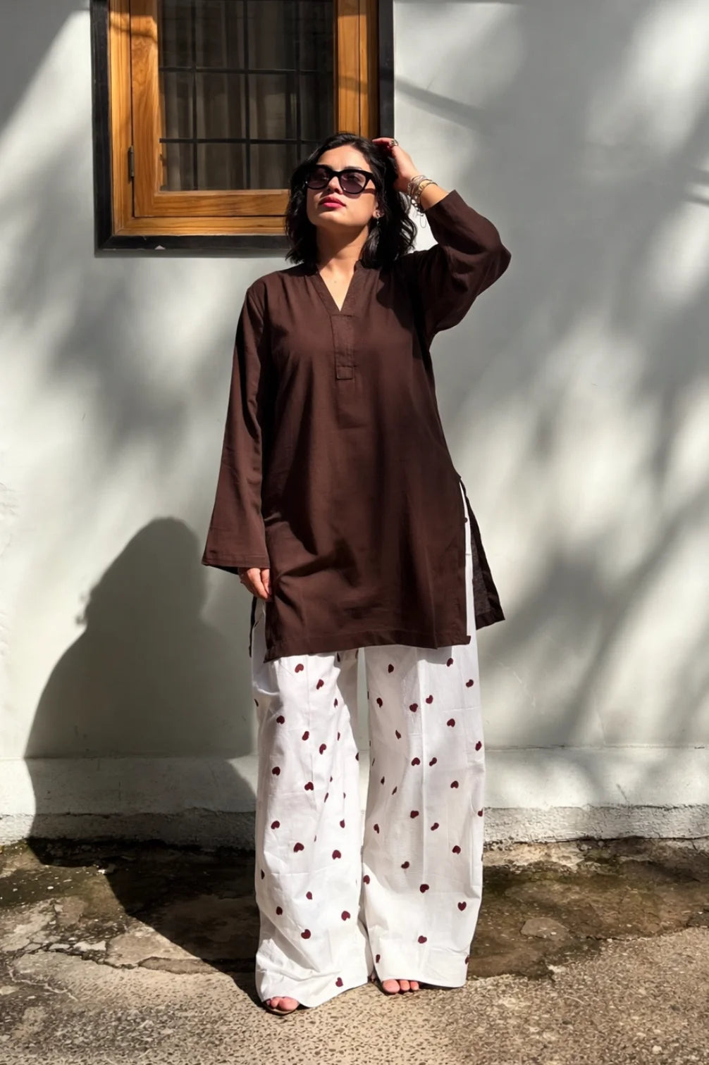 Trending Heart Shaped Rayon Fabric Salwar Palazzo Pant with Kurta