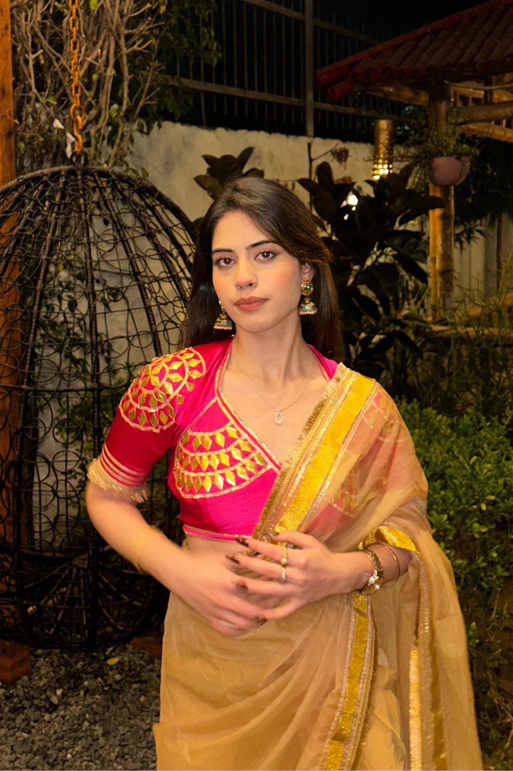 Rajasthani Aangi Blouse With Gotta Patti Work (Pink)