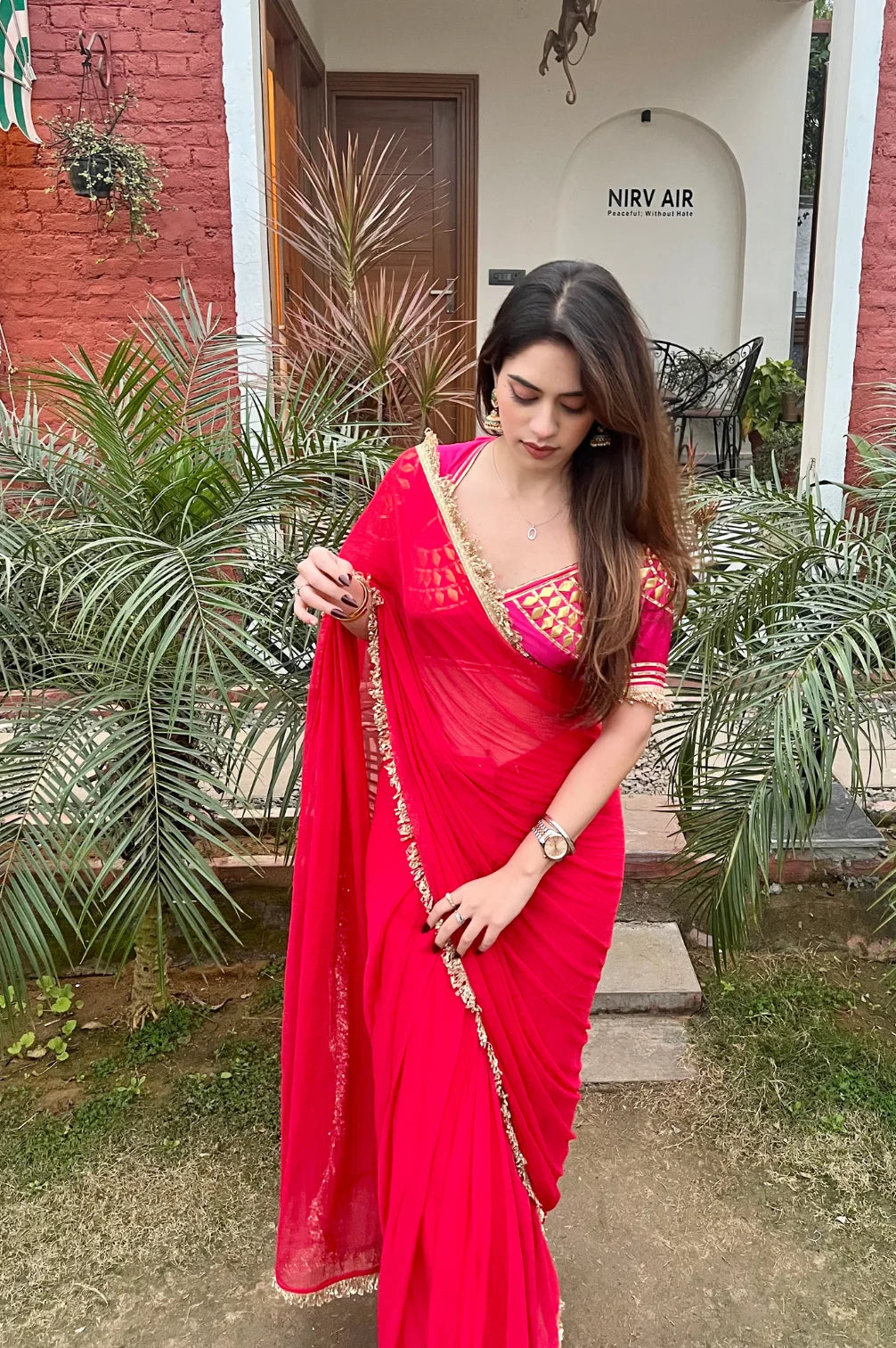 Rajasthani Aangi Blouse With Gotta Patti Work (Pink)