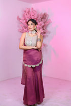 Y2K Sarara Set With Short Kurti And Necklace Dupatta