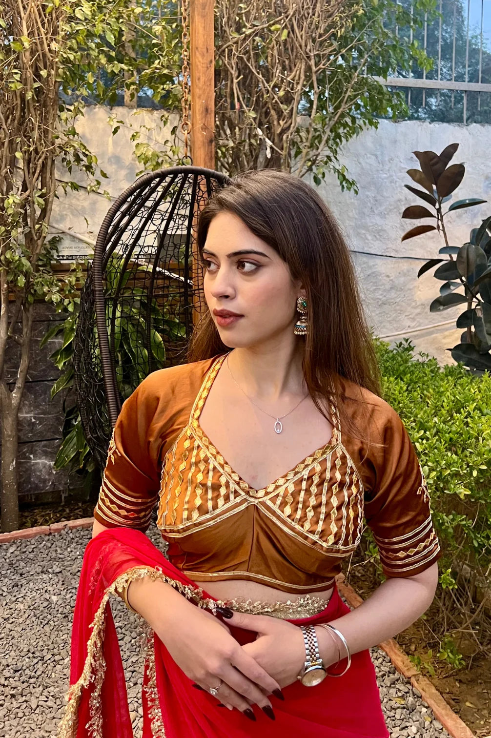 Rajasthani Aangi Blouse With Gotta Patti Work (Mustrad)