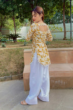Flower Print Kurta With Corset Back