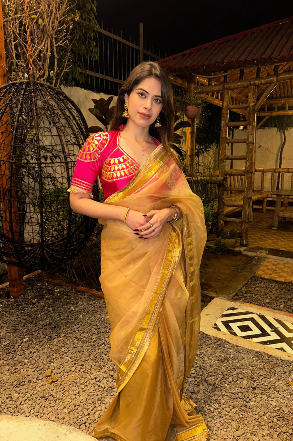 Rajasthani Aangi Blouse With Gotta Patti Work (Pink)