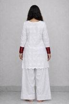 Trending White Chikankari Pure Cotton Kurta With Cotton Farshi Salwar