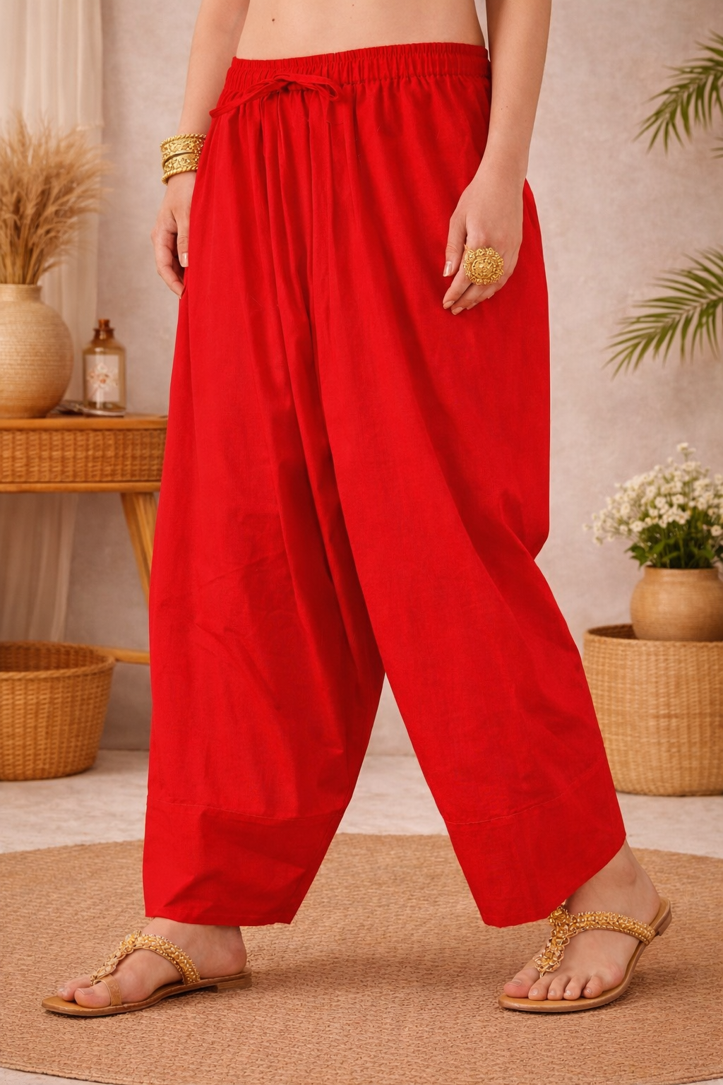 Premium Rayaon Farsi Salwar - Soft Comfort Red Color