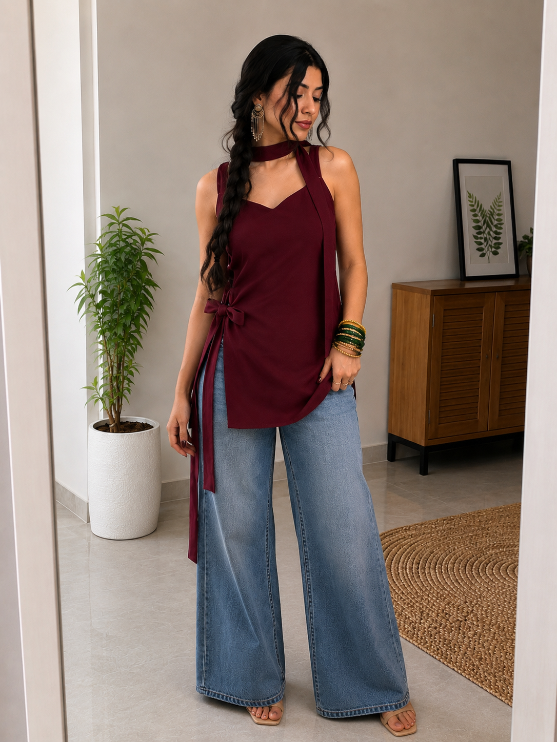 Scarlet Tie-Slit kurta