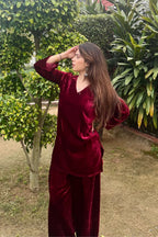 Maroon Velvet For Farsi Salwar Set