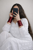 Trending White Chikankari Pure Cotton Kurta With Cotton Farshi Salwar