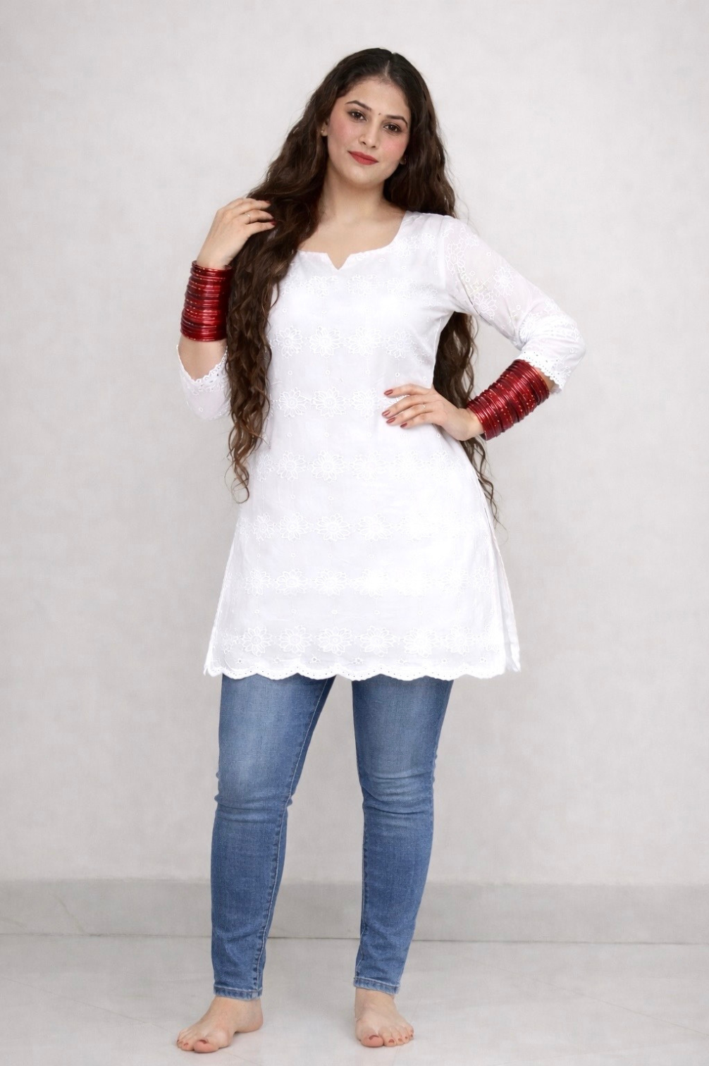 Trending White Chikankari Pure cotton Kurta