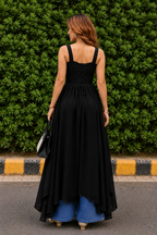 Trending Solid Lace-Up Corset Overlay Kurti with corset back and front