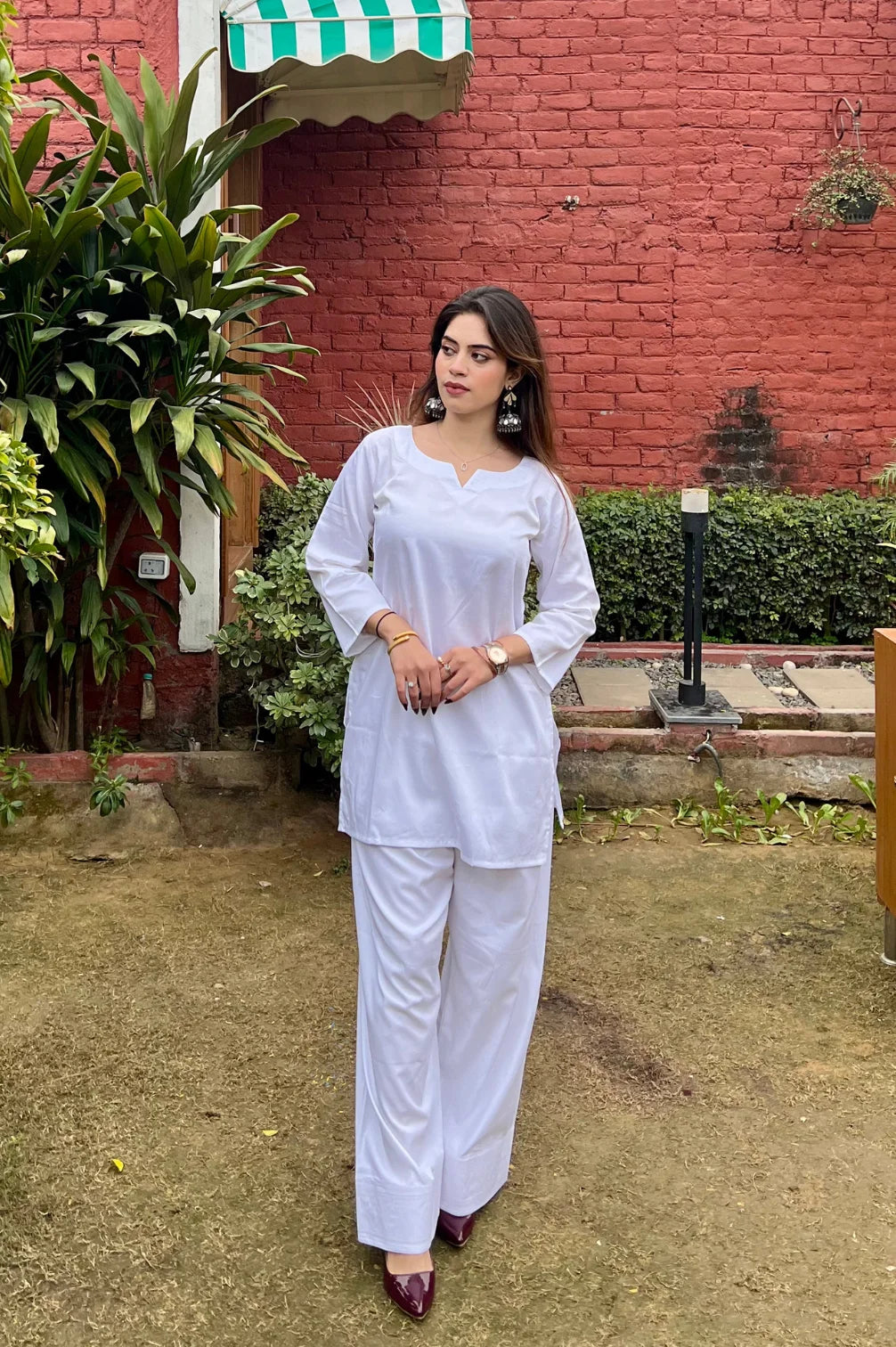 Pure Cotton White Farsi Salwar And Kurta Set