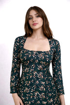 Short Kurta Wide Neck With Slight Sweetheart Cut Green