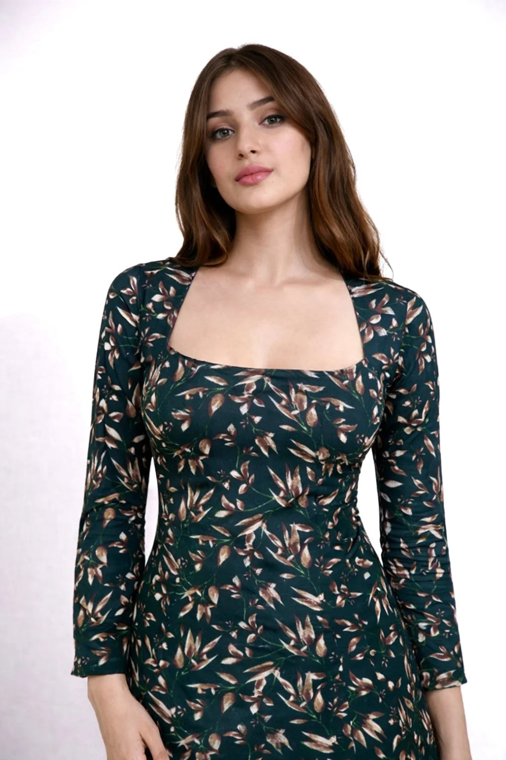 Short Kurta Wide Neck With Slight Sweetheart Cut Green