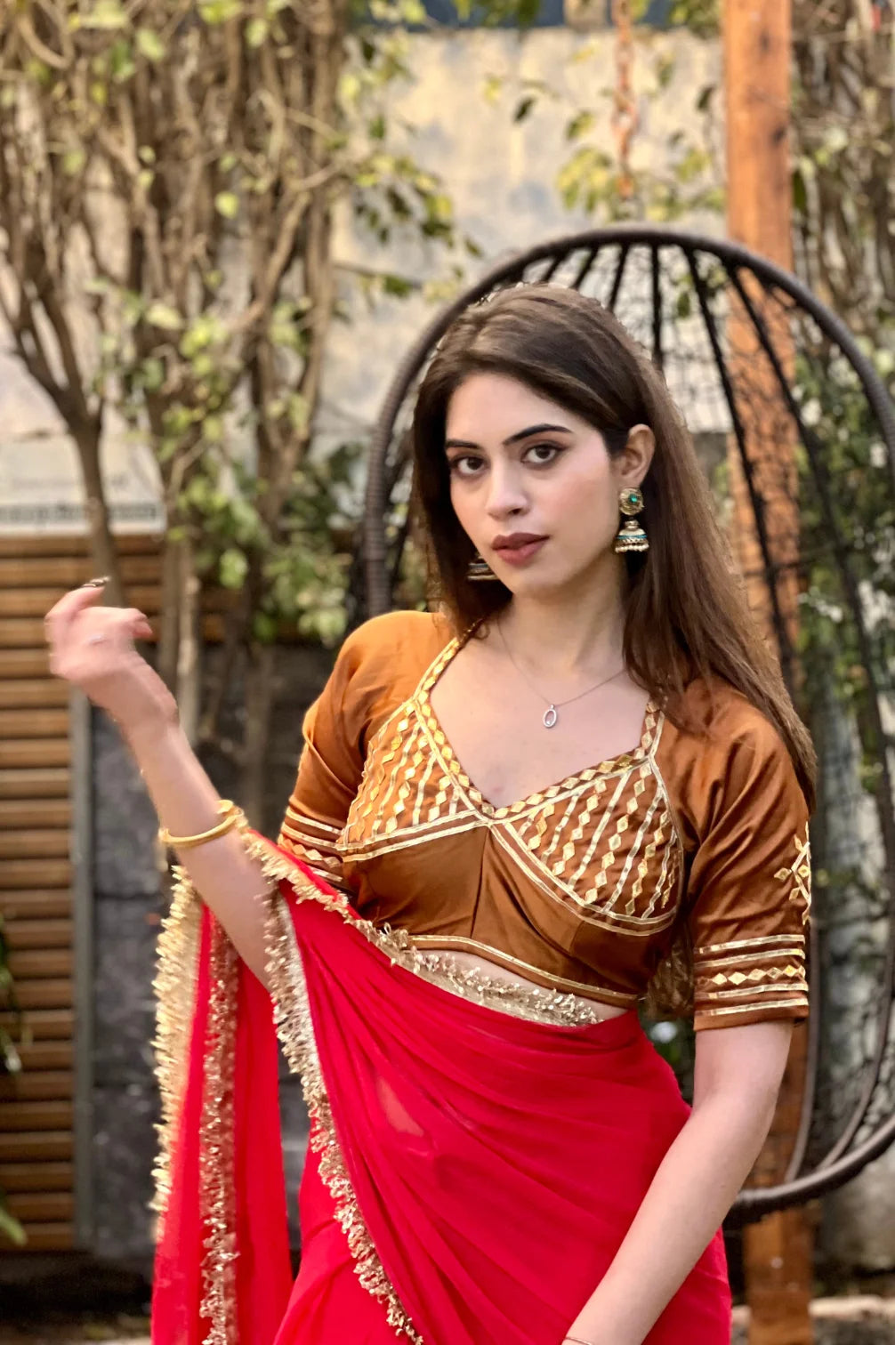 Rajasthani Aangi Blouse With Gotta Patti Work (Mustrad)