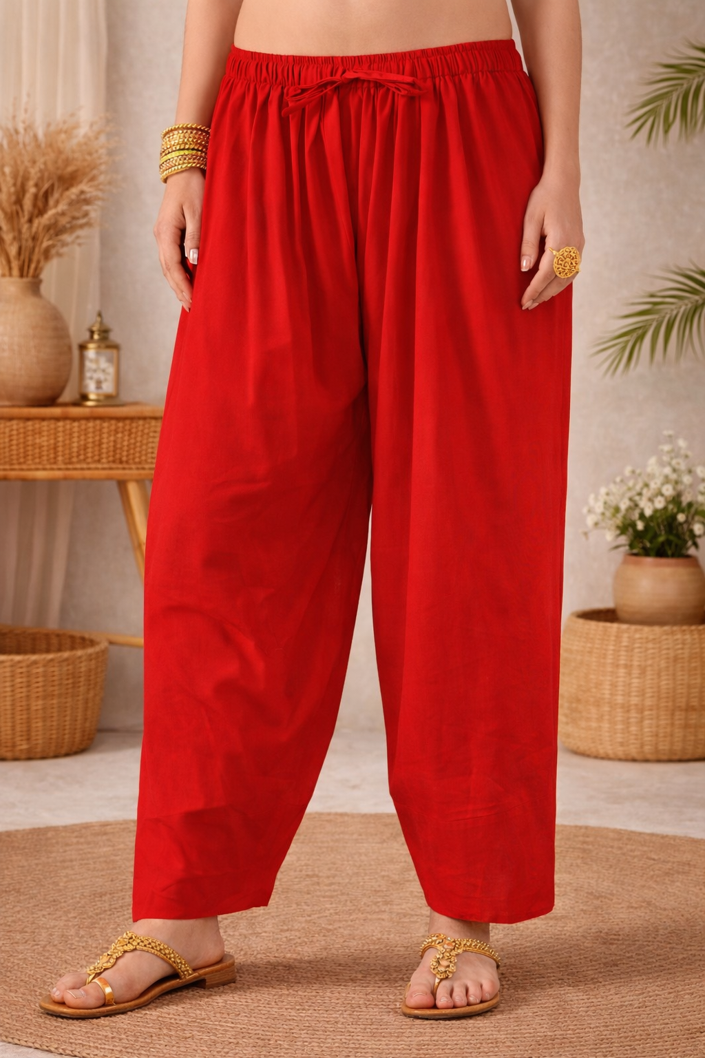 Premium Rayaon Farsi Salwar - Soft Comfort Red Color