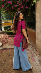 Bandhani Print Short-Sleeve Kurti