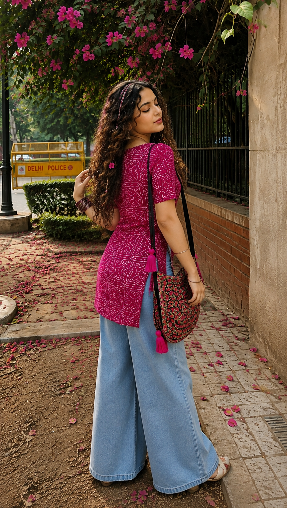 Bandhani Print Short-Sleeve Kurti
