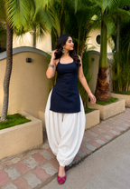 Breathable Cotton Denim kurti with corset back and Balloon pant (set)