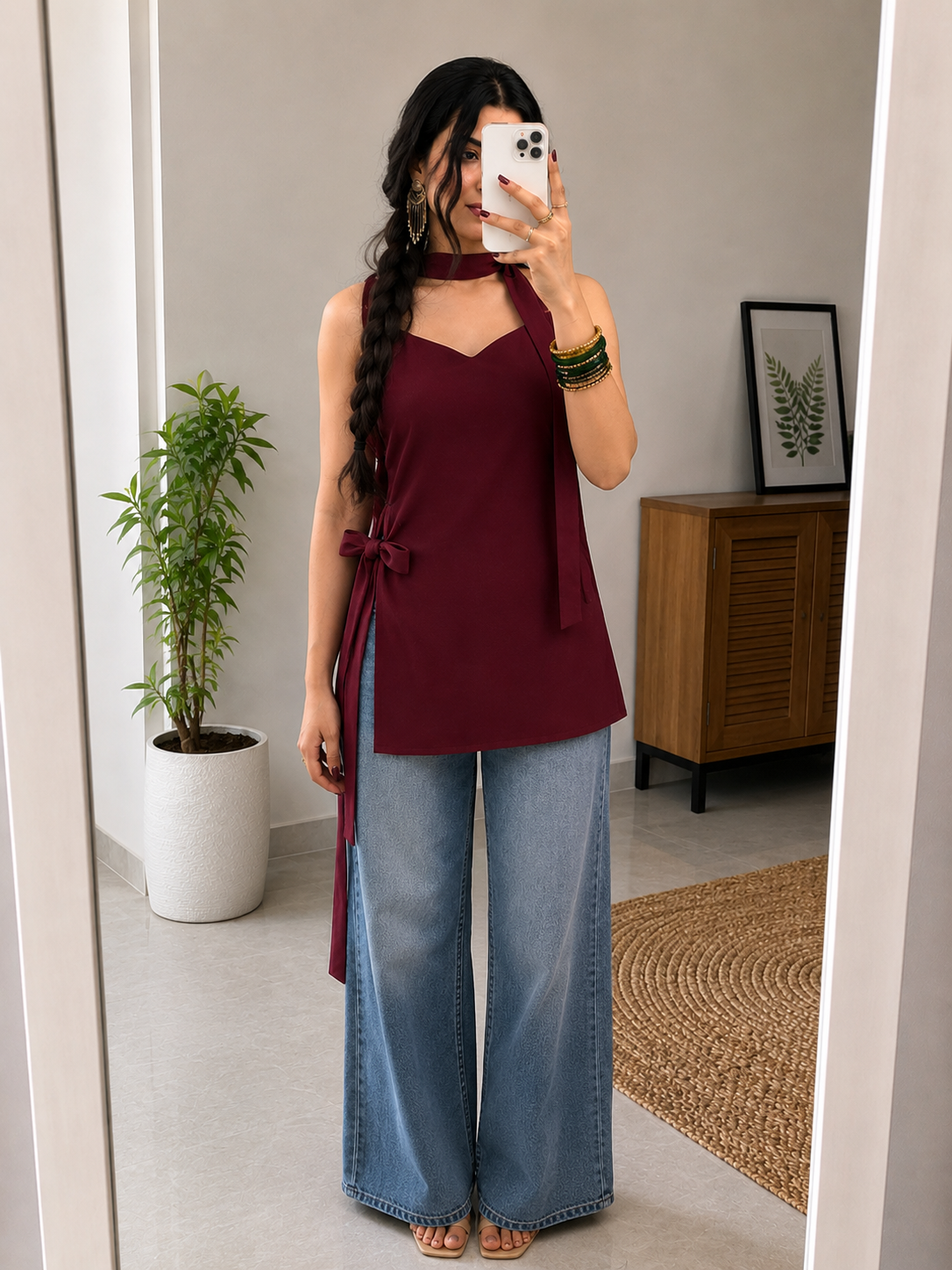 Scarlet Tie-Slit kurta