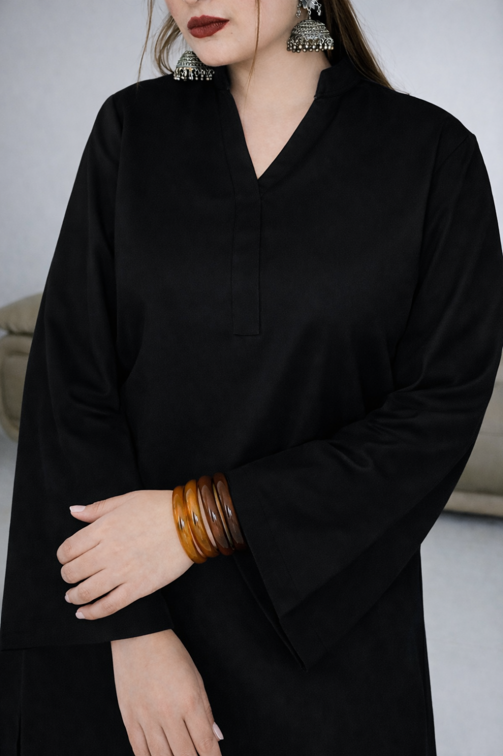 HOS Bell Sleeves Kurti with Collar Neck