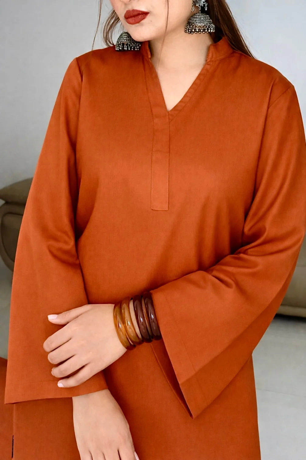 HOS Bell Sleeves Kurti with Collar Neck