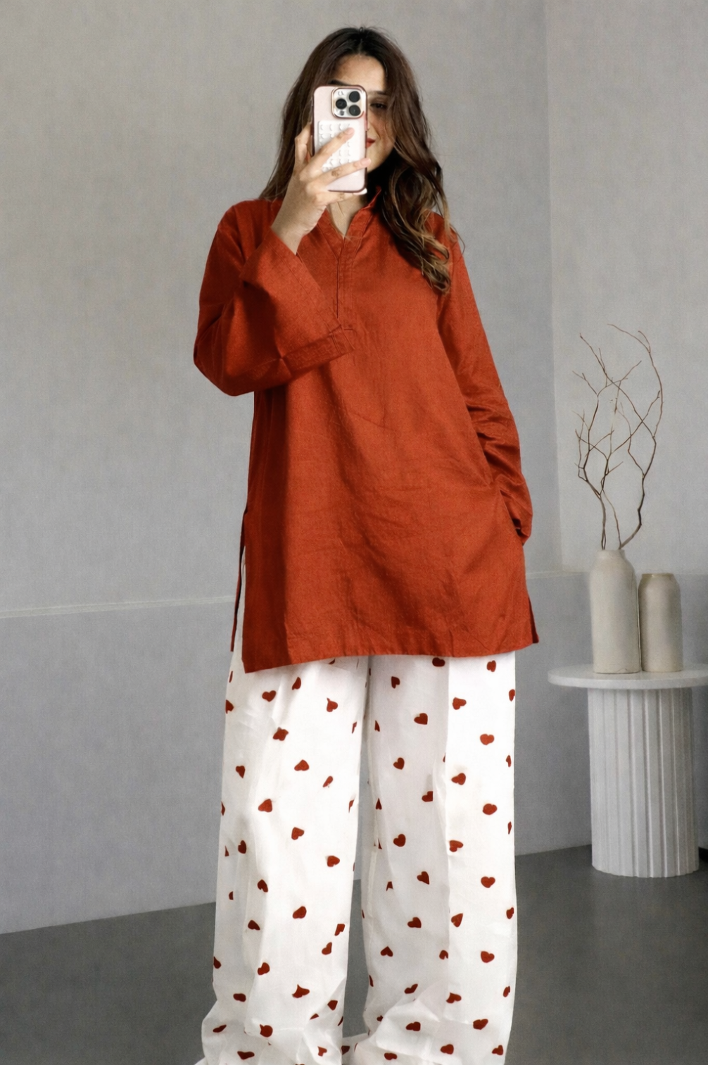 Trending Heart Shaped Rayon Fabric Salwar Palazzo Pant with Kurta