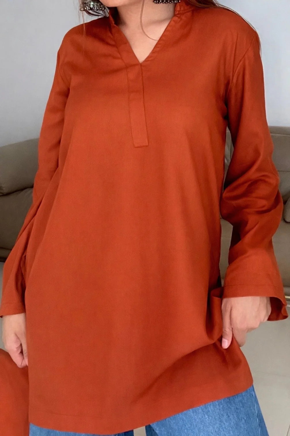 HOS Bell Sleeves Kurti with Collar Neck