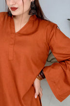 HOS Bell Sleeves Kurti with Collar Neck