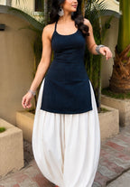 Breathable Cotton Denim kurti with corset back and Balloon pant (set)