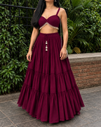 Tassel Blouse with Heavy Flared Skirt (Festive Edition)