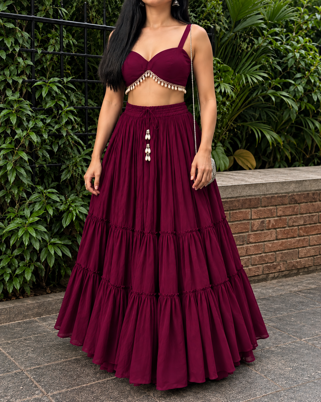 Tassel Blouse with Heavy Flared Skirt (Festive Edition)
