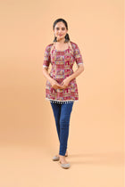 Coat Design Kurti Wine Pink