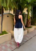 Breathable Cotton Denim kurti with corset back and Balloon pant (set)