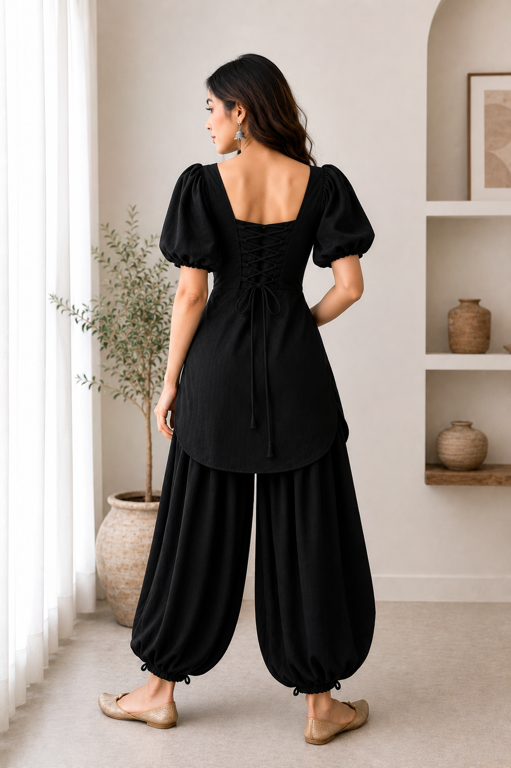 Twist Front Kurta with Balloon Pant
