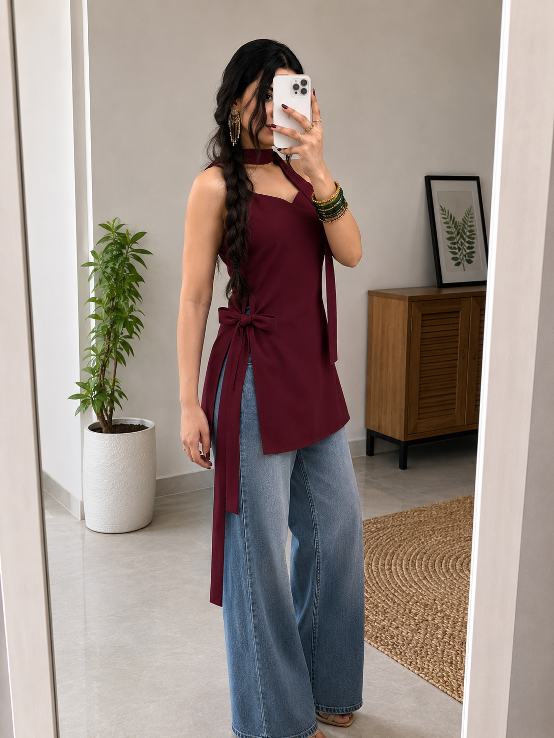 Scarlet Tie-Slit kurta
