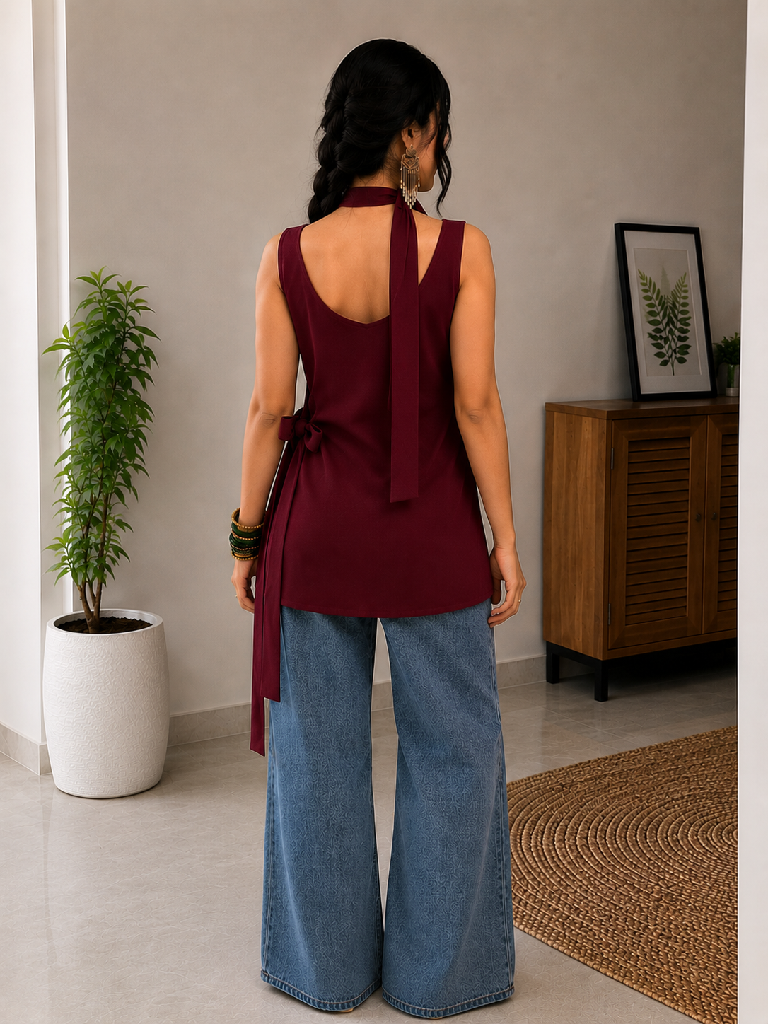 Scarlet Tie-Slit kurta