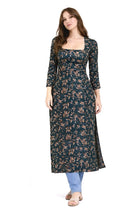 Long Kurta Wide Neck With Slight Sweetheart Cut Green
