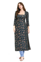 Long Kurta Wide Neck With Slight Sweetheart Cut Green