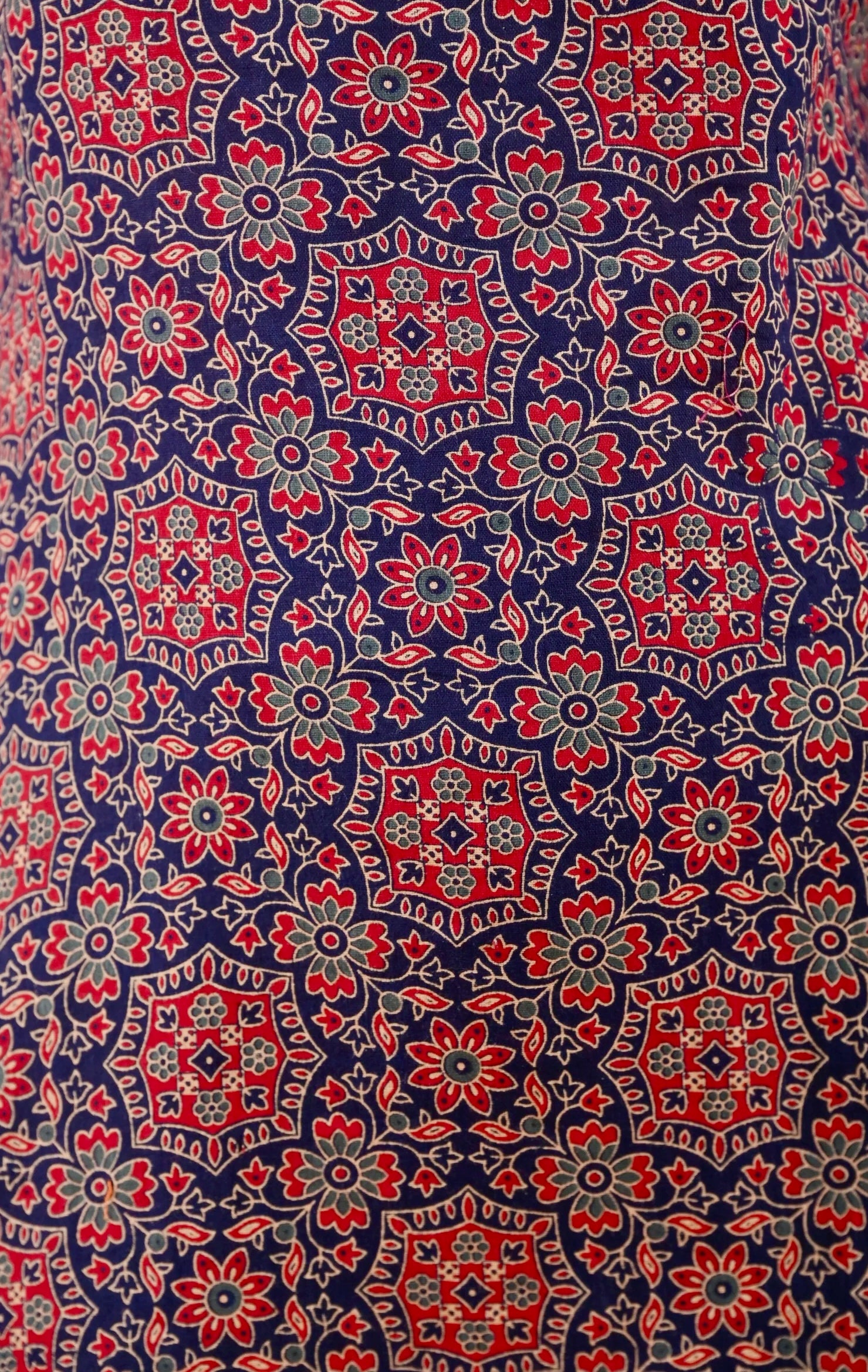 Pure Cotton Ajrakh (Hand Block)Print Navy Blue Kurta With Farshi Salwar