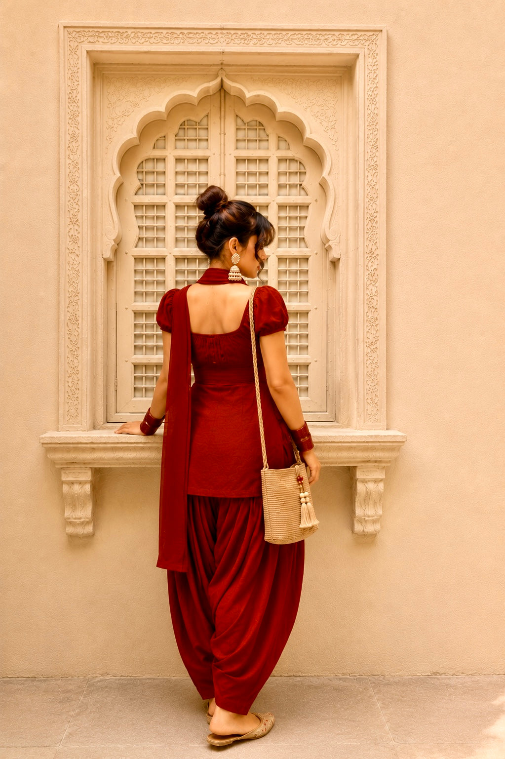 Laila Puff sleeves Kurti ,Farshi Salwar and dupatta set