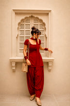 Laila Puff sleeves Kurti ,Farshi Salwar and dupatta set