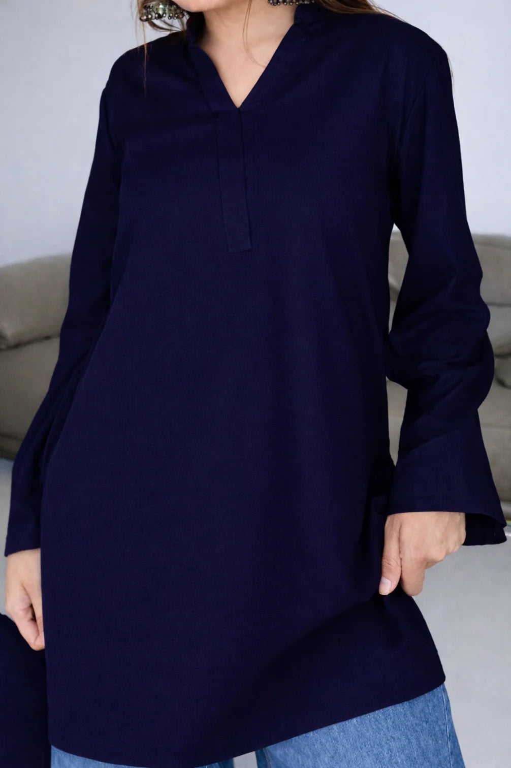 HOS Bell Sleeves Kurti with Collar Neck