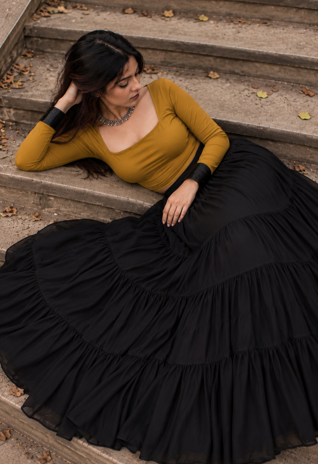Pure Georgette Heavy Flared Skirt