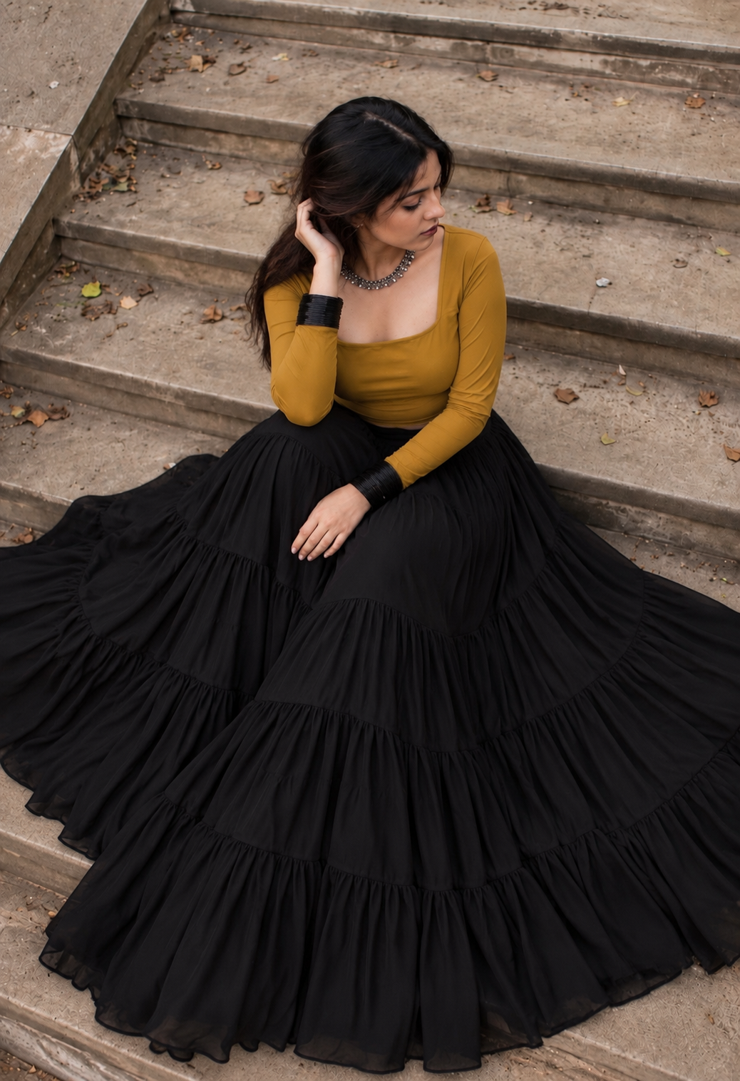 Pure Georgette Heavy Flared Skirt