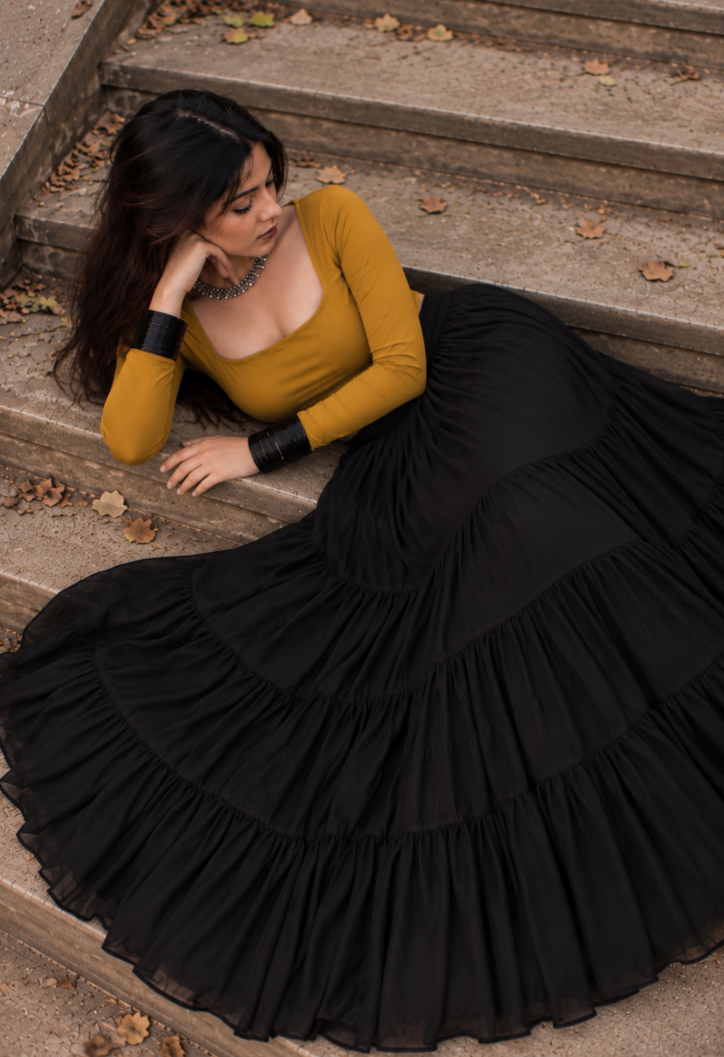 Pure Georgette Heavy Flared Skirt